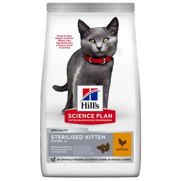 Hill's Science Plan Feline Sterilised Kitten Chicken sausas maistas sterilizuotiems kačiukams 1,5kg