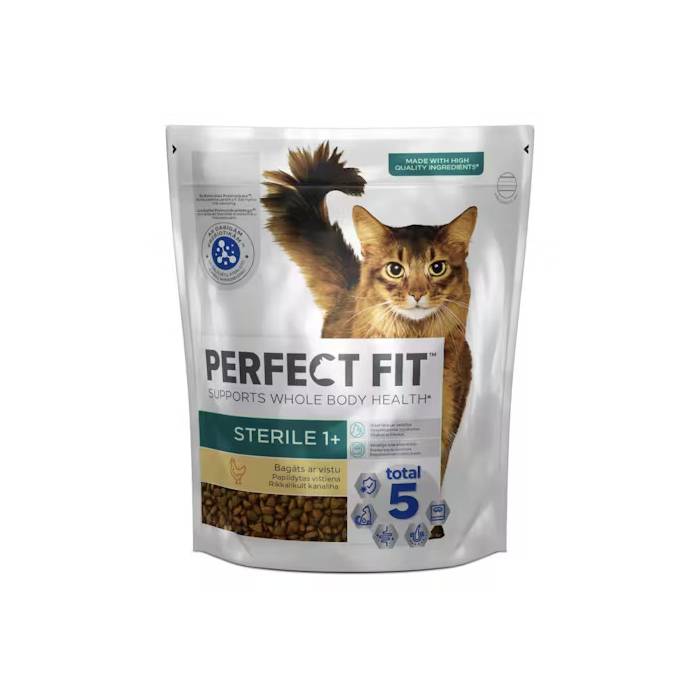 Perfect Fit sausas maistas sterilizuotoms katėms su vištiena, 1,4 kg