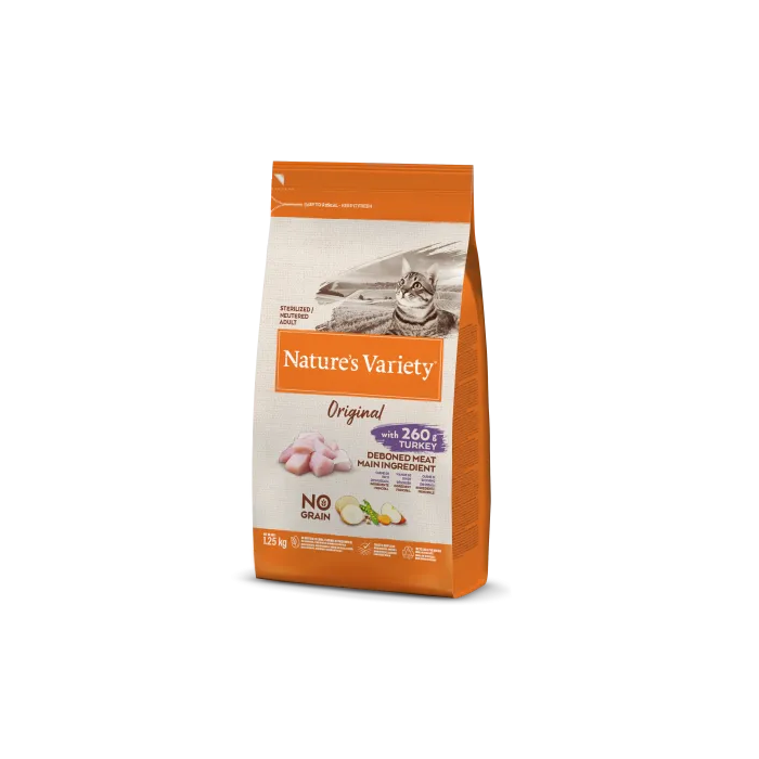 Nature's Variety Original Sterilized Turkey begrūdis, sausas maistas sterilizuotoms katėms, 1,25 Kg