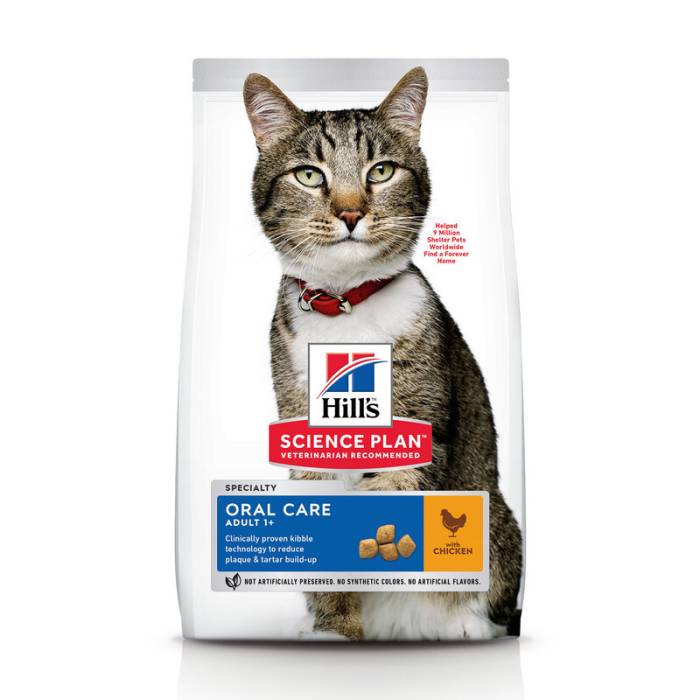 Hill's Science Plan Oral Care Adult Chicken sausas maistas katėms, burnos ertmės priežiūrai, 7 kg