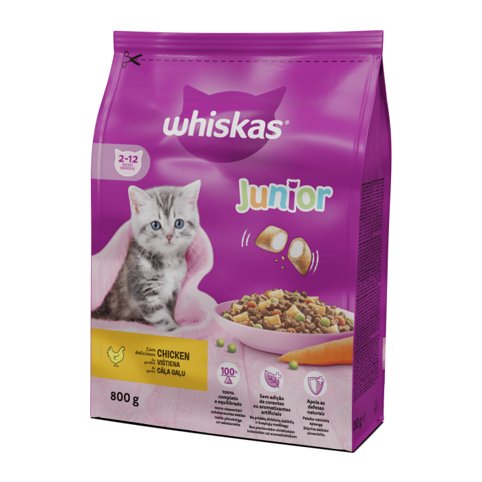 Whiskas Junior sausas maistas katėms su vištiena, 800 g