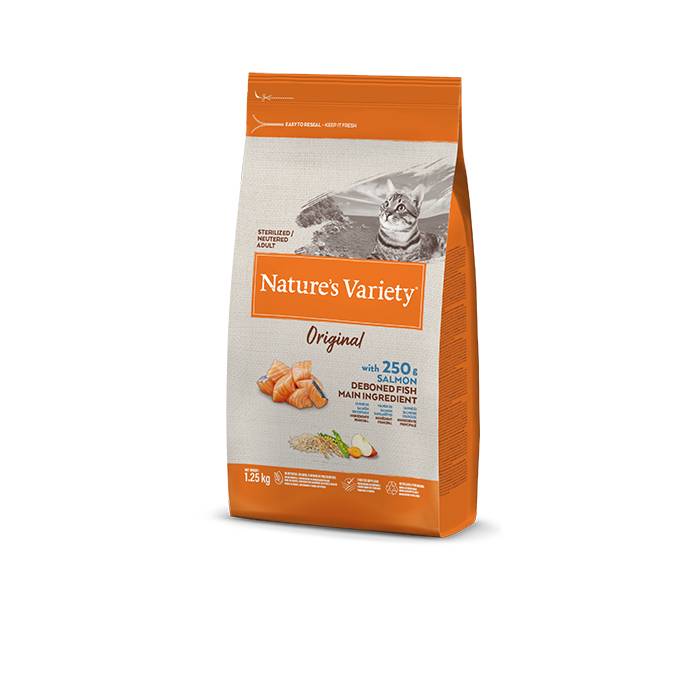 Nature's Variety Original Sterilized Salmon sausas maistas sterilizuotoms katėms, 1,25 kg