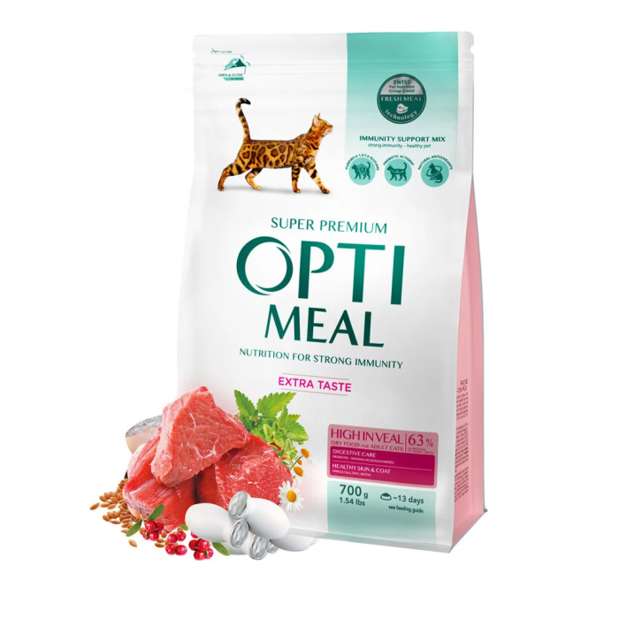 OPTIMEAL™ Visavertis pašaras suaugusioms katėms su dideliu veršienos kiekiu, 10 kg