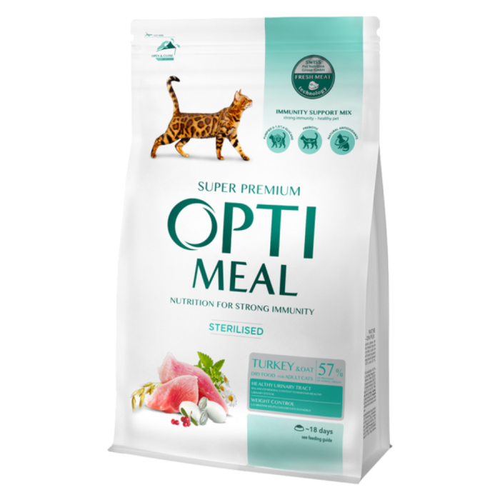 OPTIMEAL™ Visavertis pašaras sterilizuotoms katėms ir kastruotiems katinams - kalakutiena ir avižos, 10 kg