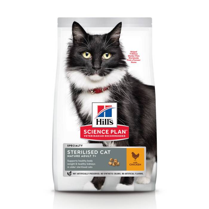 Hill's Science Plan Sterilised Senior Adult 7+ sausas maistas vyresnio amžiaus sterilizuotoms katėms, 3 kg