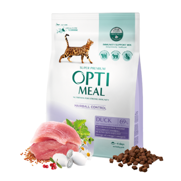 OPTIMEAL™ Visavertis pašaras suaugusioms katėms su plaukų išvalymo efektu su antiena, 0,2 kg