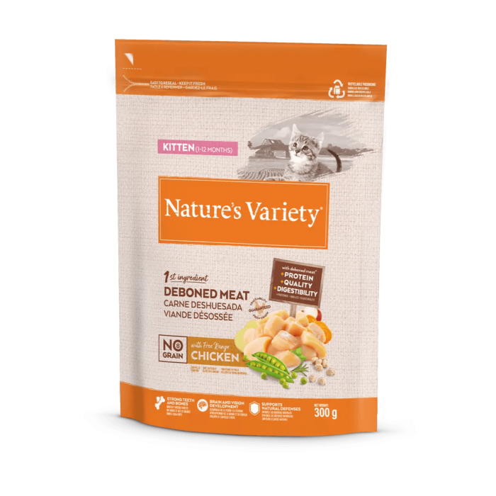 Nature's Variety Selected Chicken begrūdis, sausas maistas kačiukams, 0,3 kg