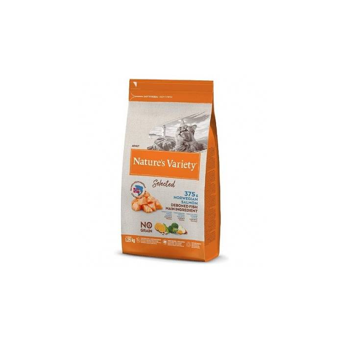 Nature's Variety Selected Adult Norwegian Salmon begrūdis, sausas maistas katėms, 1,25 kg