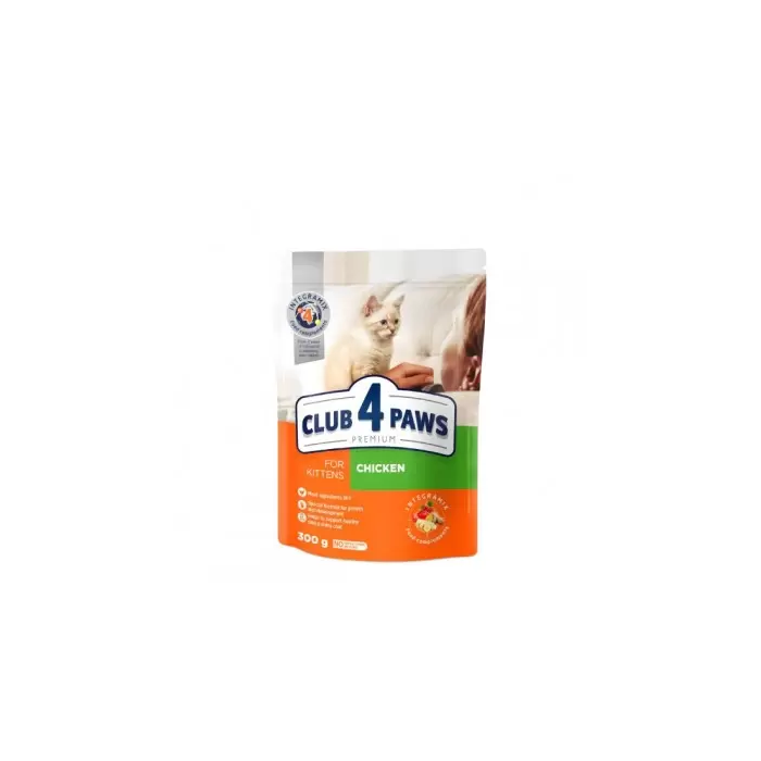 CLUB 4 PAWS Premium Visavertis pašaras kačiukams su vištiena, 0,3 kg