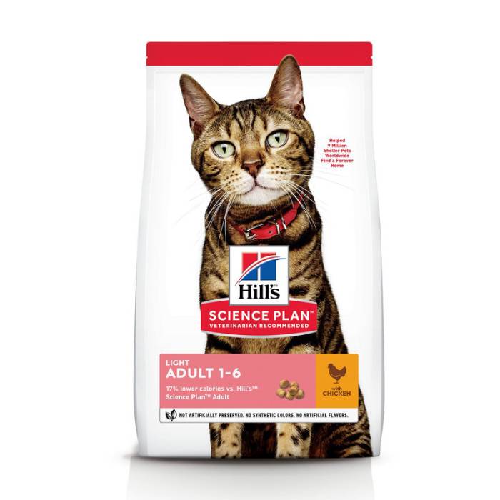 Hill's Science Plan Light Adult Chicken sausas maistas katėms, padedantis išlaikyti idealų svorį, 1,5 kg
