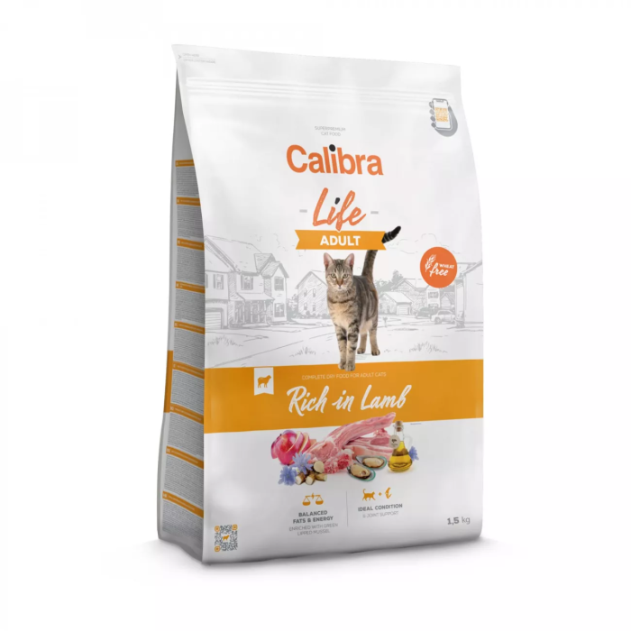 Calibra Cat Life Adult Lamb sausas maistas katėms, 1,5 kg