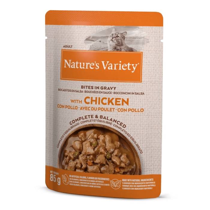 Nature's Variety Bites Chicken drėgnas maistas katėms, 85 g