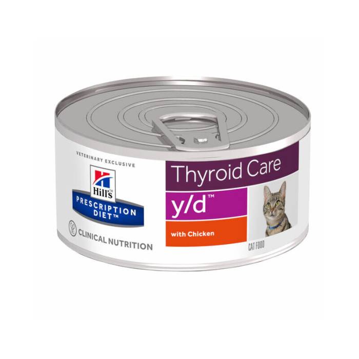 Hills Prescription Diet Cat y/d Thyroid Care drėgnas maistas katėms, skydliaukės priežiūrai, 156 g