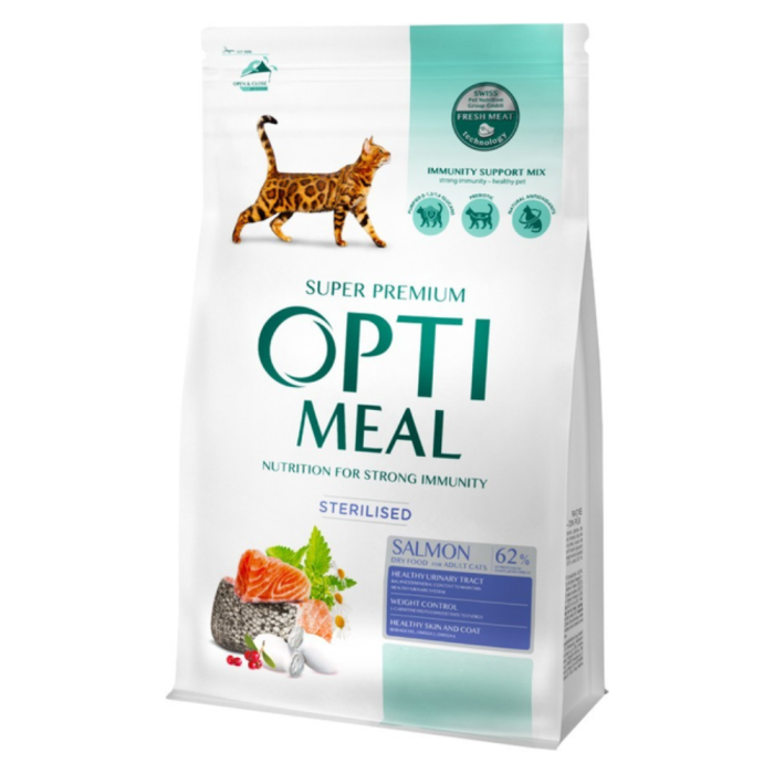 OPTIMEAL™ Visavertis pašaras sterilizuotoms katėms su lašiša, 10 kg