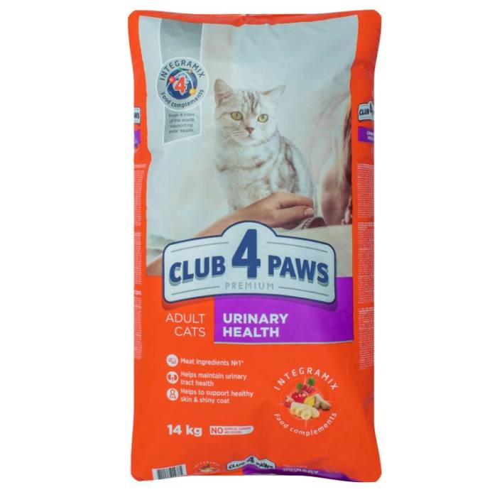 CLUB 4 PAWS Premium Visavertis pašaras suaugusioms katėms, šlapimo sistemos palaikymui, 14 kg