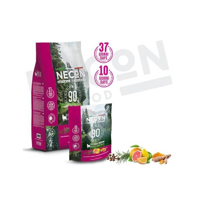 Necon Natural Wellness Adult Sterilized Low Fat Duck and Rice sausas maistas sterilizuotoms katėms, 1,5 kg