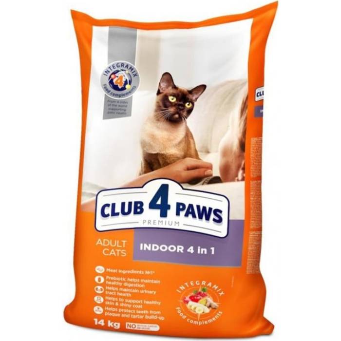CLUB 4 PAWS Premium Visavertis pašaras suaugusioms, namuose gyvenančioms katėms, 14 kg