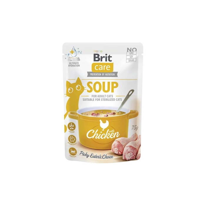 Brit Care Cat Soup Chicken sriuba su vištiena suaugusioms katėms, 75 g