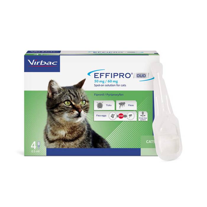 Virbac Effipro Duo 50 mg užlašinamasis tirpalas katėms, N4