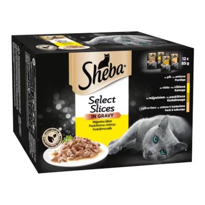 Sheba drėgnas maistas katėms su paukštiena padaže, 12 x 85 g