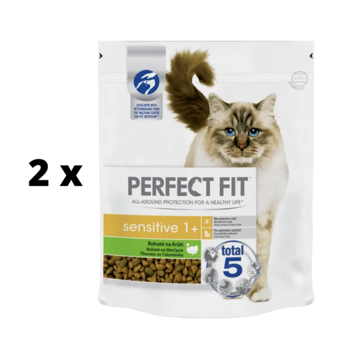 Sausas kačių ėdalas PERFECT FIT Sensitive, suaugusioms katėms, su kalakutiena, 2 x 750 g
