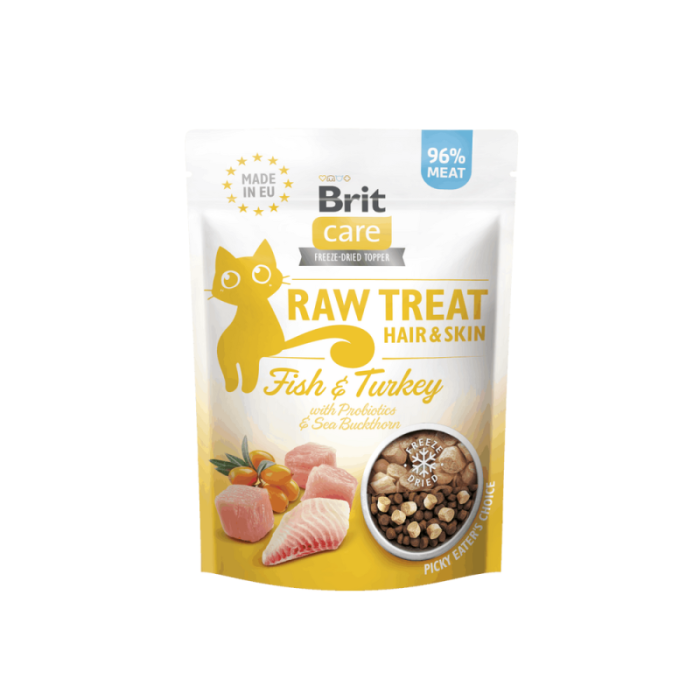 Brit Care Raw Hair - Skin skanėstai katėms, palaikantys sveiką odą ir kailį, 40 g