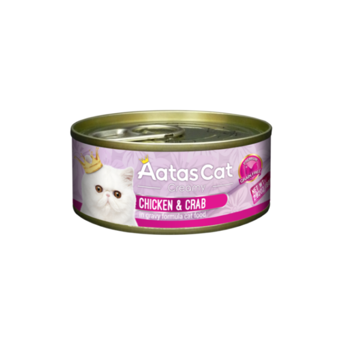 Aatas Cat Creamy Chicken-Crab begrūdis, drėgnas maistas katėms, 80 g
