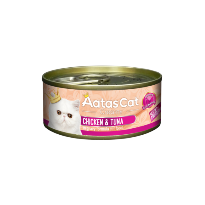 Aatas Cat Creamy Chicken-Tuna begrūdis, drėgnas maistas katėms, 80 g
