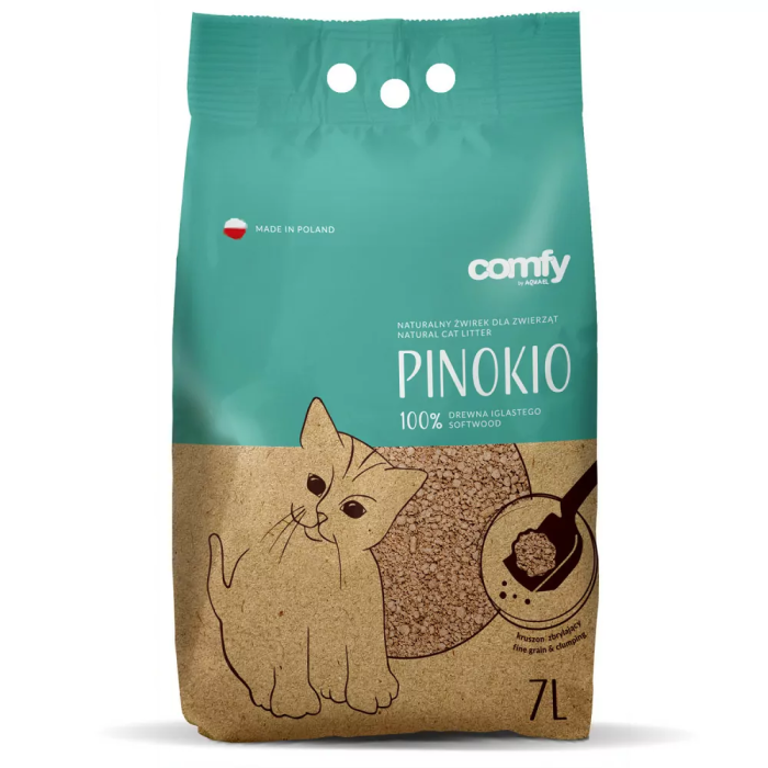 Comfy Pinokio smulkinto medžio kraikas kačiukams, 7 L
