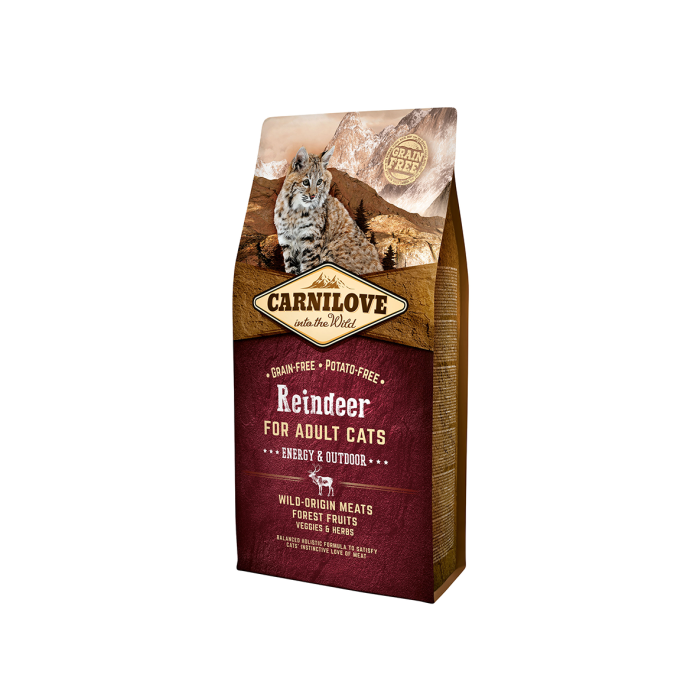 Carnilove Reindeer Adult Cat Energy-Outdoor begrūdis, sausas maistas katėms, 2 kg