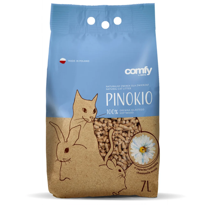 Comfy Pinokio medžio granulių kraikas katėms su ramunėlėmis, 7 L