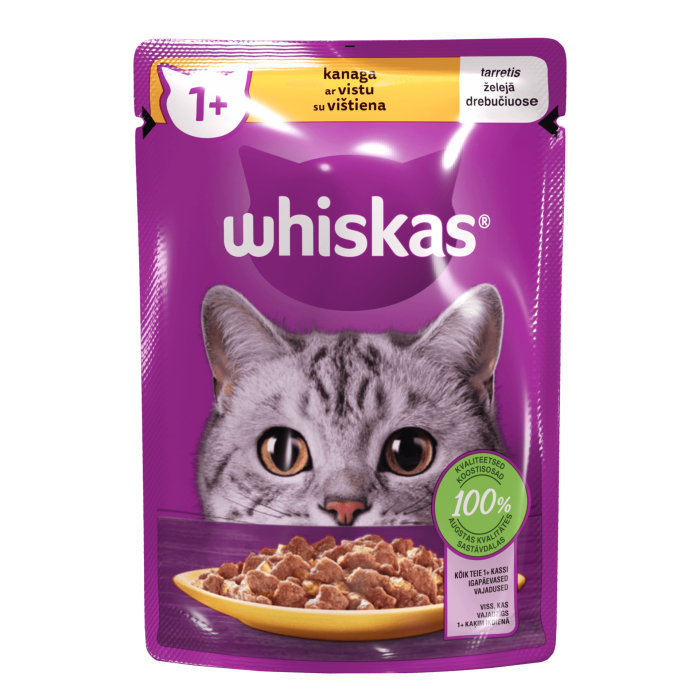 Whiskas drėgnas maistas suaugusioms katėms, su vištiena, 85 g