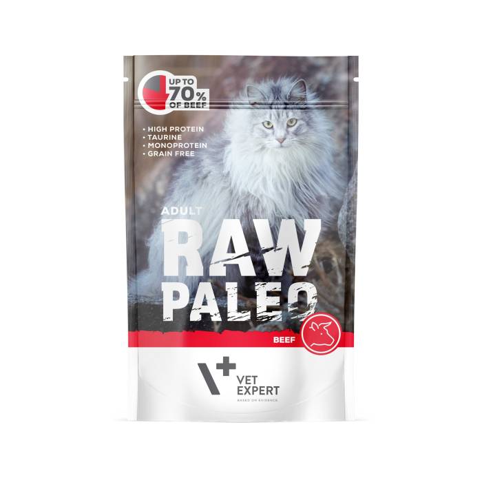 Raw Paleo Vet Expert Cat Adult drėgnas maistas katėms su jautiena, 100 g