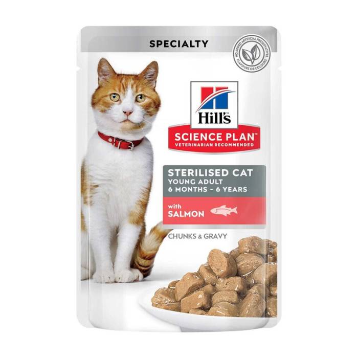 Hill's Science Plan Sterilised Adult Salmon drėgnas maistas sterilizuotoms katėms, 85 g
