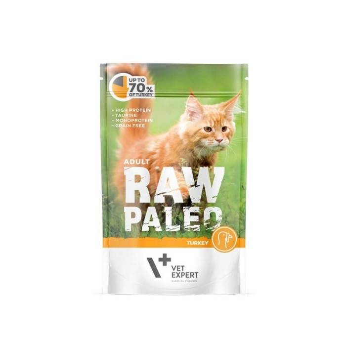 Raw Paleo Vet Expert Cat Adult drėgnas maistas katėms su kalakutiena, 100 g