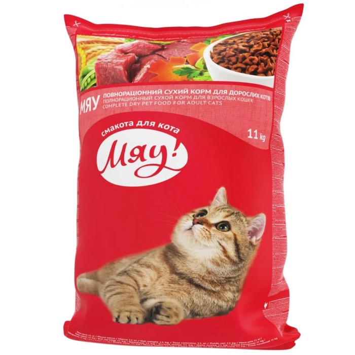 Мяу Visavertis pašaras saugusioms katėms su veršiena, 11 kg