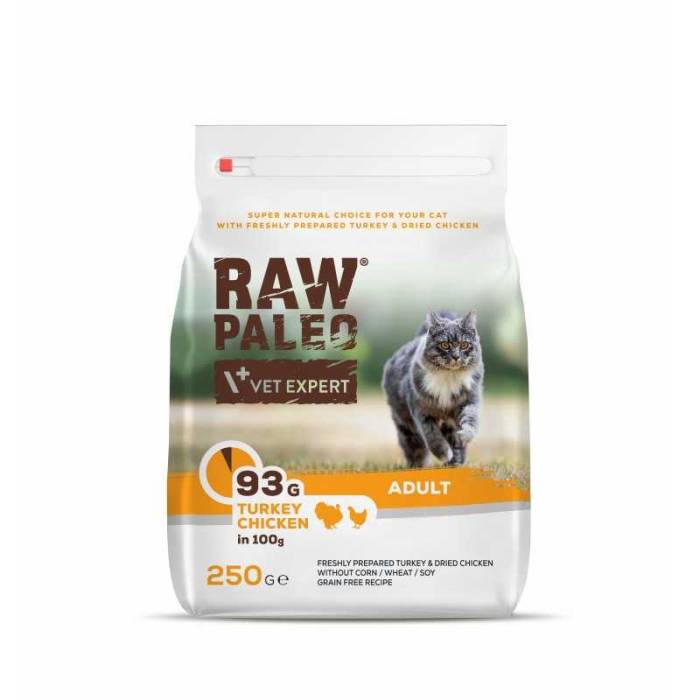 Raw Paleo Vet Expert sausas maistas katėms su kalakutiena ir vištiena, 250 g