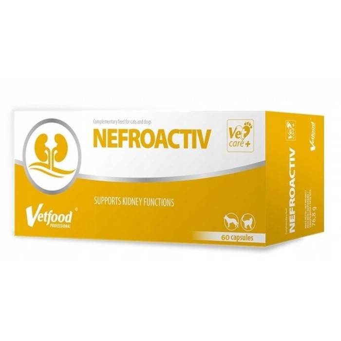 Vetfood NefroActiv papildai šunims ir katėms inkstų funkcijai palaikyti, 60 kapsulių