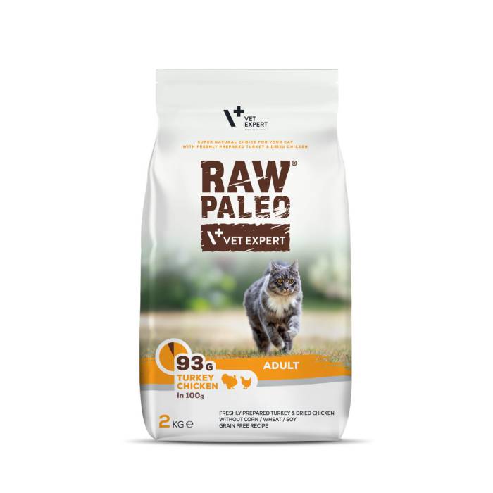 Raw Paleo Vet Expert sausas maistas katėms su kalakutiena ir vištiena, 2 kg