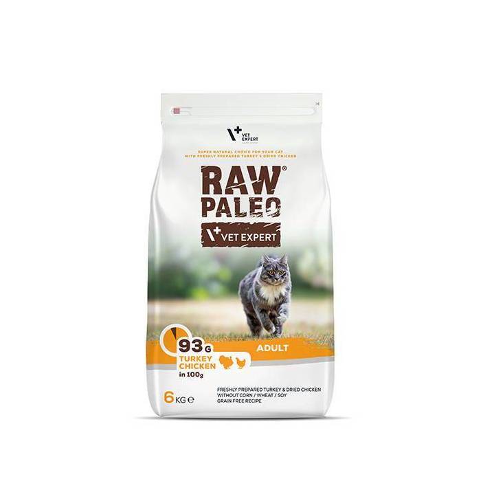 Raw Paleo Vet Expert sausas maistas katėms su kalakutiena ir vištiena, 6 kg