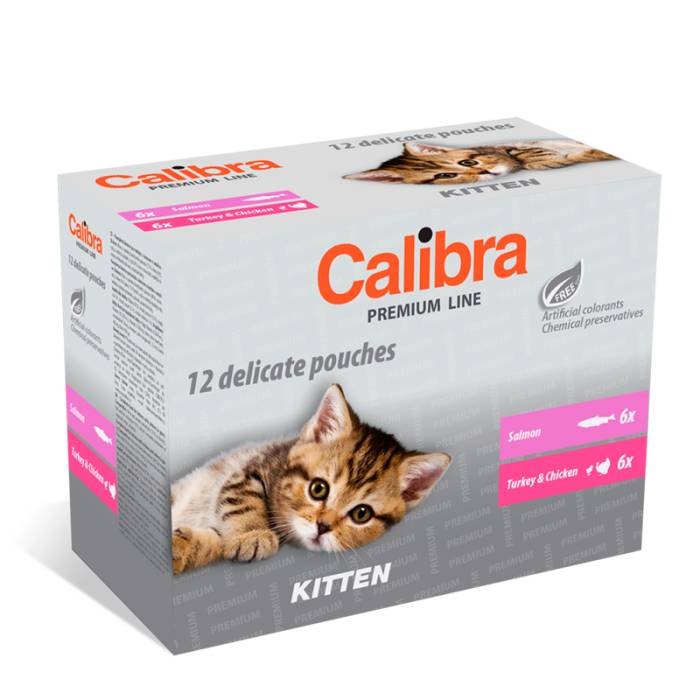 Calibra Pouch Premium Kitten Multipack drėgnas maistas kačiukams, 12 x 100 g