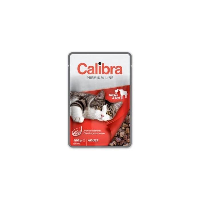 Calibra Pouch Premium Cat Beef - Chicken drėgnas maistas katėms, 100 g