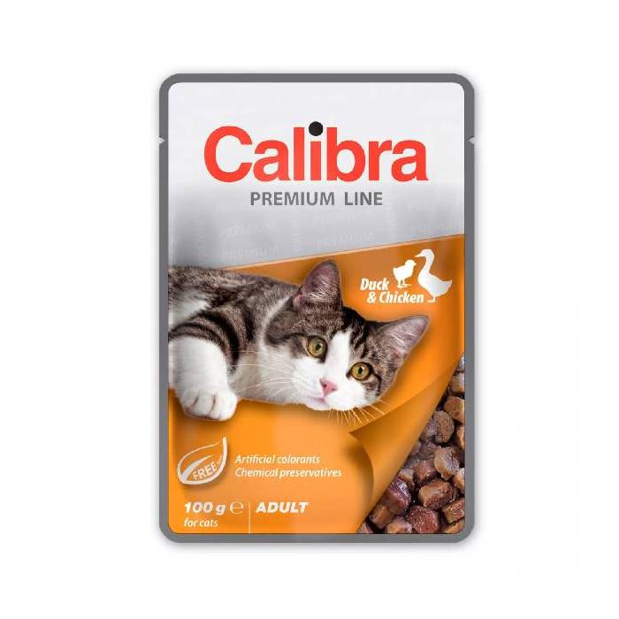 Calibra Pouch Premium Cat Duck - Chicken drėgnas maistas katėms, 100 g