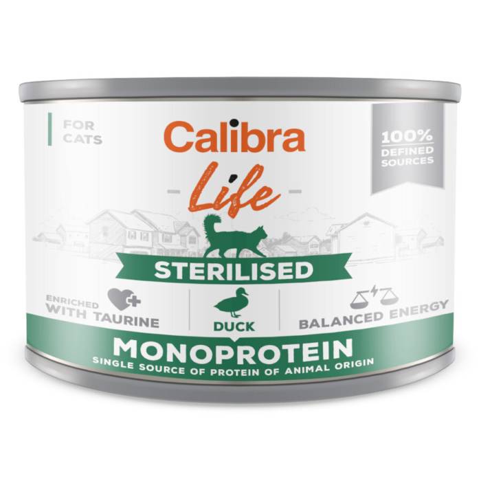 Calibra Life Cat Sterilised Duck drėgnas maistas sterilizuotoms katėms, 200 g