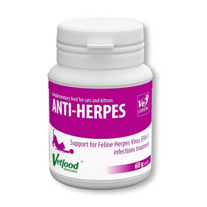 Vetfood Anti-Herpes papildai katėms, pasireiškus herpes viruso simptomams, 60 g