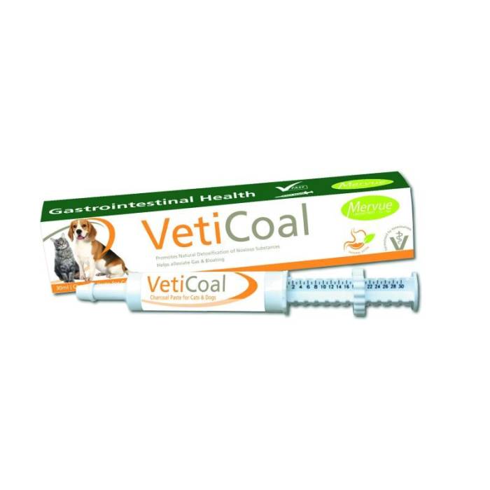 Meruve VetiCoal pasta katėms ir šunims, padedanti sumažinti pilvo pūtimą, dujų formavimąsi, 30 ml