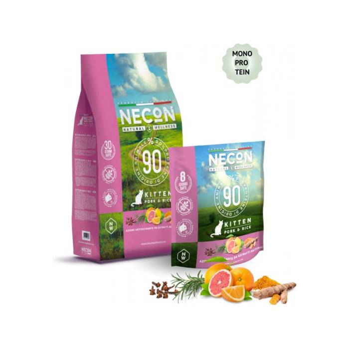 Necon Monoprotein Kitten Pork Rice vieno proteino sausas maistas kačiukams, 10 kg