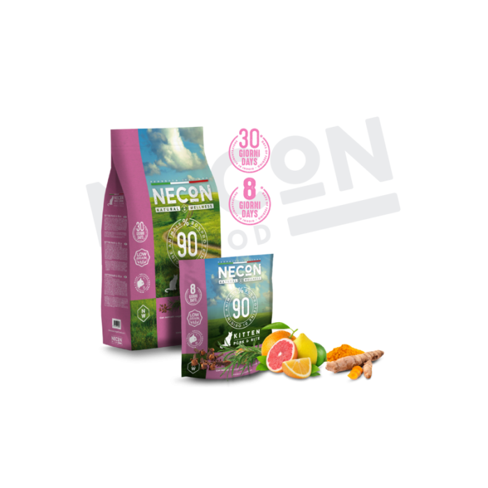 Necon Natural Wellness Kitten Pork and Rice sausas maistas kačiukams, 1,5 kg