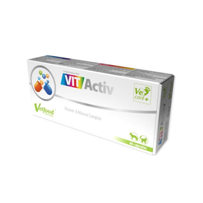 Vetfood VitActiv vitaminų ir mineralų rinkinys šunims ir katėms, 60 kapsulių