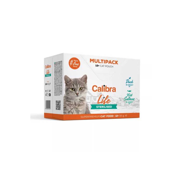 Calibra Cat Life Pouch Sterilised Multipack drėgnas maistas sterilizuotoms katėms, 12 x 85 g